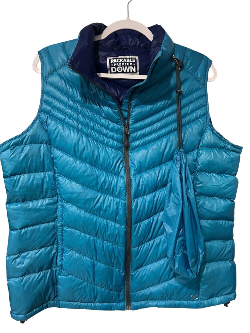 Xersion Premium Down Packable Puffer Vest Teal Quilted Lightweight Women's XL